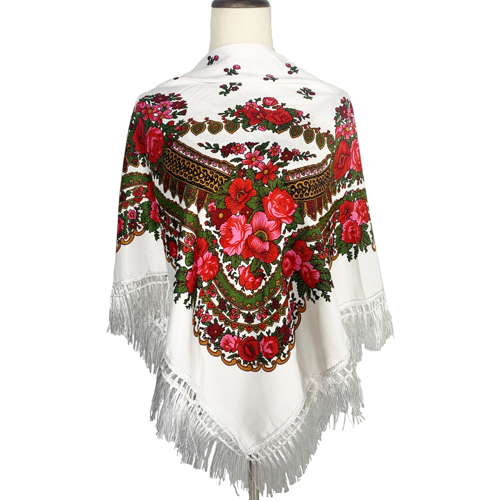 Bandana Cotton - 120Cm Retro In Hoa Hình Vuông