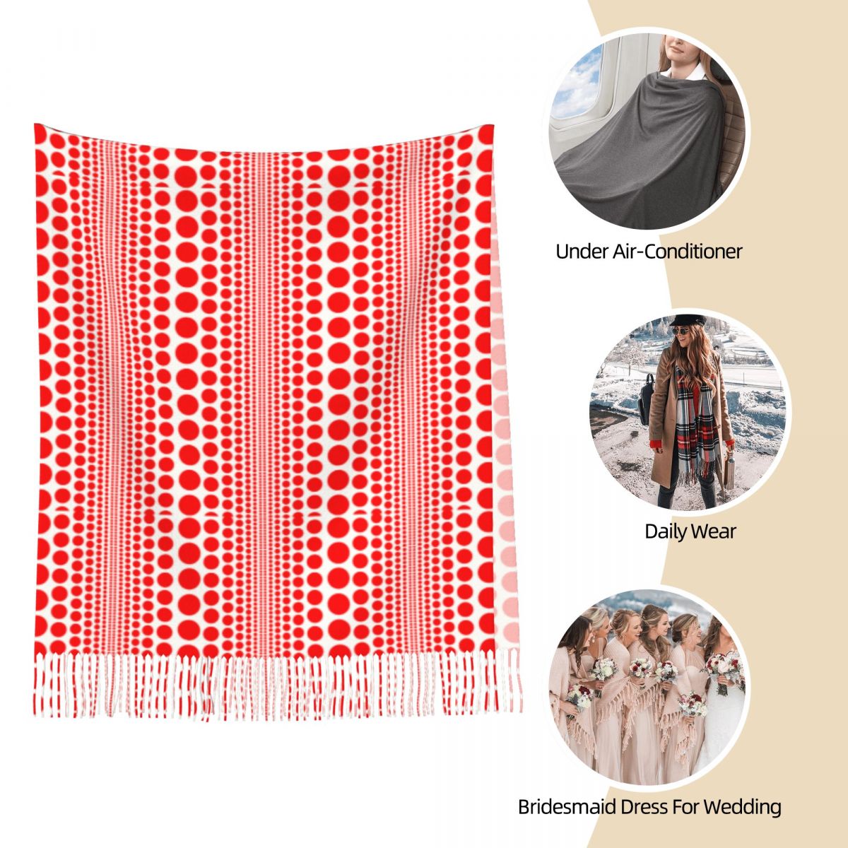 Red Infinity Polka Dots Scarf  - đánh giá và giá Infinity Scarf Knit