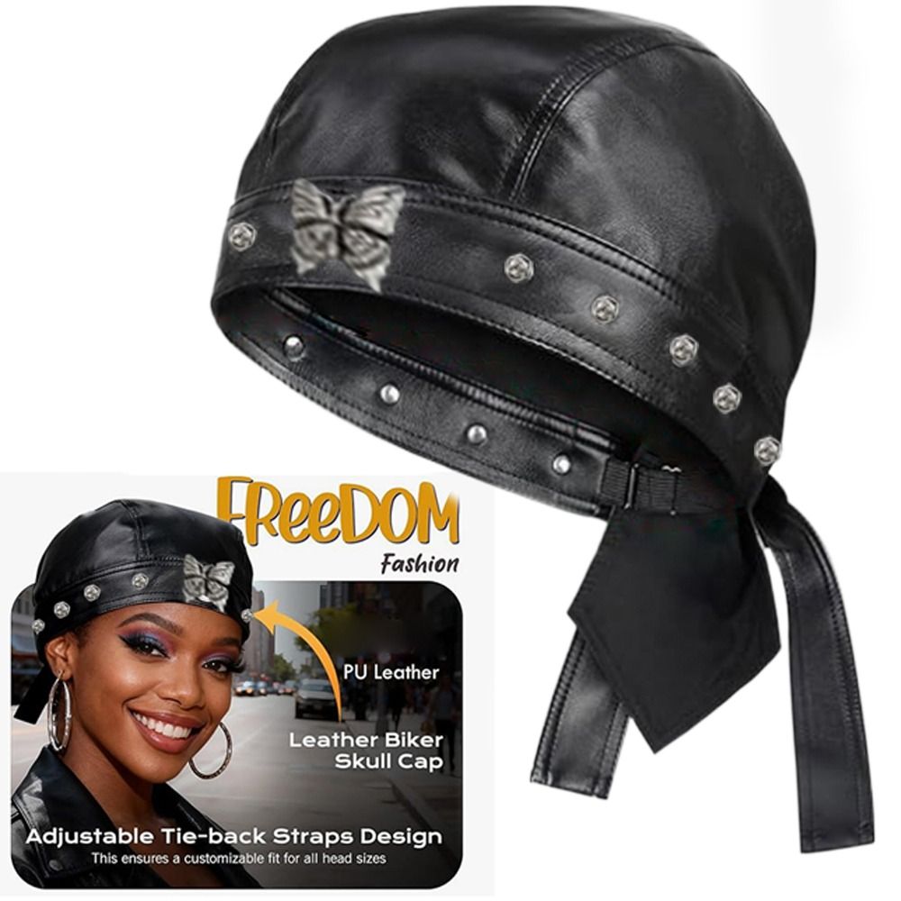 PU Leather Black Biker Cap Adj - đánh giá và giá Bandana Doo Rag